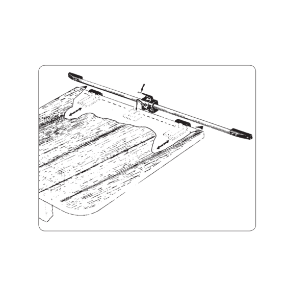 Illustration of table top installation on the mounting rail