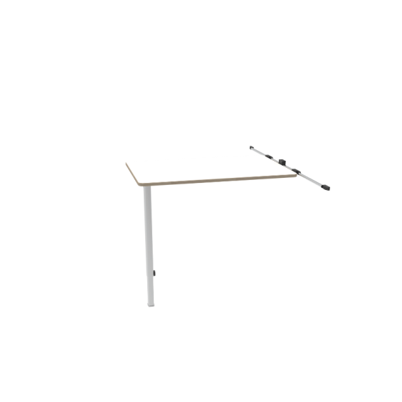 pack cream white laminate table top, telescopic and height-adjustable table leg, sliding rail to fix