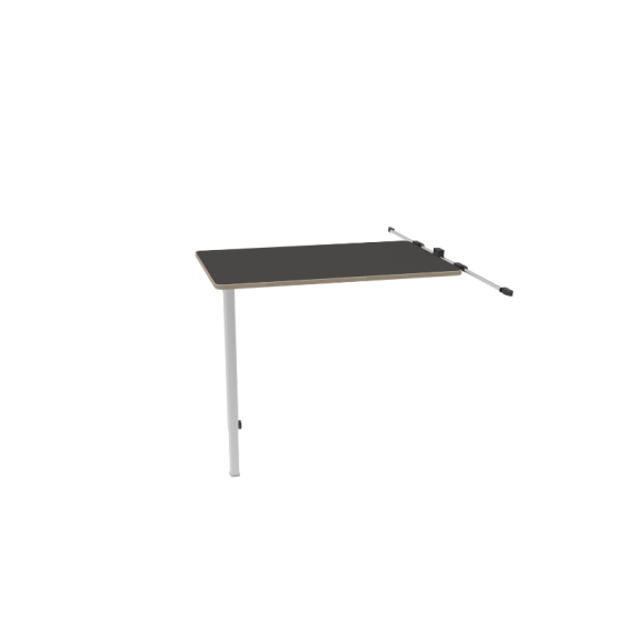 pack tablero de mesa de estratificado gris grafito, pie de mesa telescópico y ajustable en altura, riel deslizante para fijar