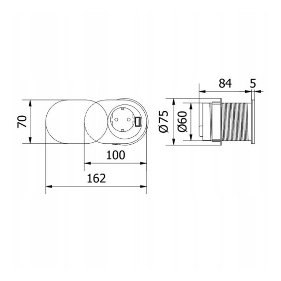 230V flush-mounted socket...