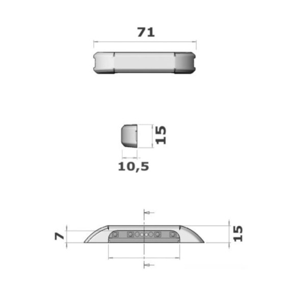 Dimensions double LED spotlight for van