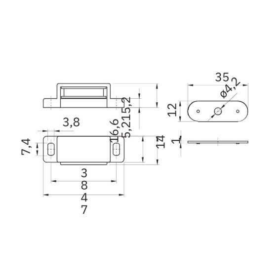 White magnetic latch, force...