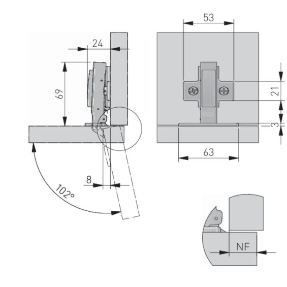 Soft close hinge for van cupboard
