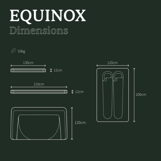 Dimensiones de la tienda de techo Equinox