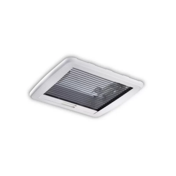 Innenansicht des Dometic Mini Heki S-FL Dachfensters mit Verdunkelungsrollo und Fliegengitter