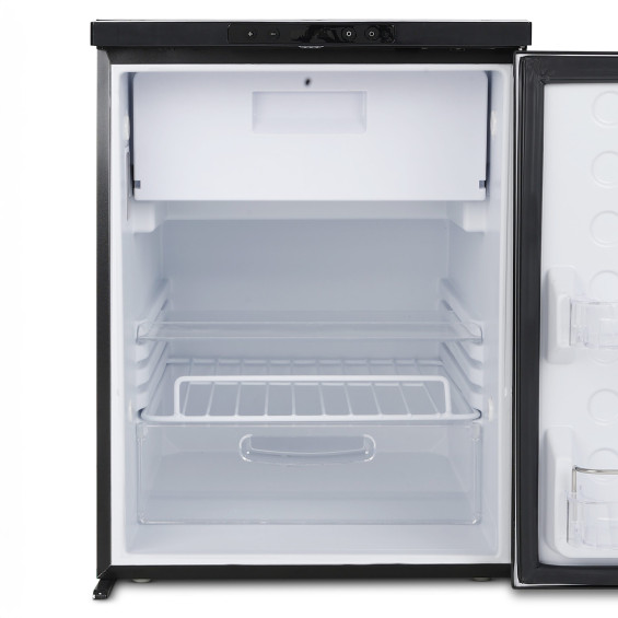 Refrigerador con freezer 50L Nomadic Ark negro brillante para equipamiento de furgoneta.