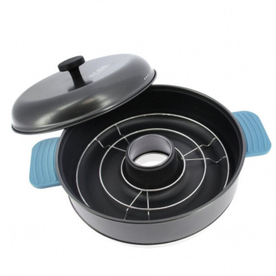 Nomadic TANDOOR oven open on white background, showing the base and the central ring cooking plate