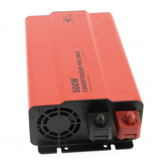 battery connection terminals and cooling fan of the EZA 500W inverter