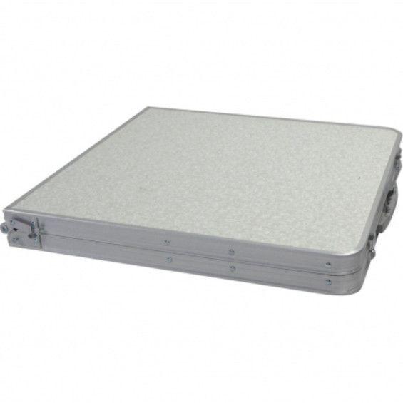 Mesa de aluminio plegable para 4 personas Bayasun desplegada - tablero 120 x 60 cm