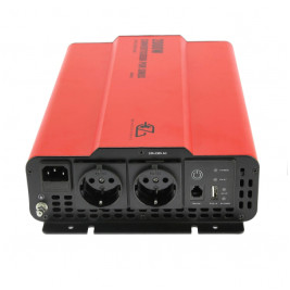 Reiner Sinus Wechselrichter 12V 2000W EZA - Vorderansicht mit AC-Steckdosen Typ F