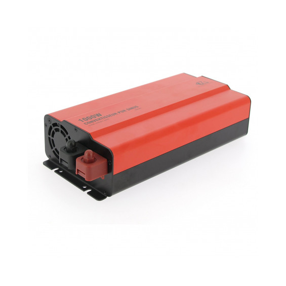 Pure sine wave inverter 12V 1000W EZA - three-quarter rear view with DC connectors