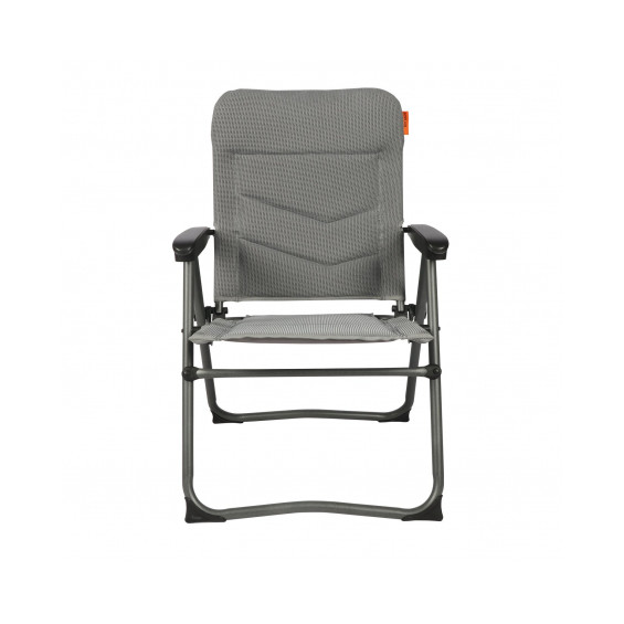 Sillón de camping plegable Nomado Soplair gris claro, vista trasera, estructura de aluminio visible