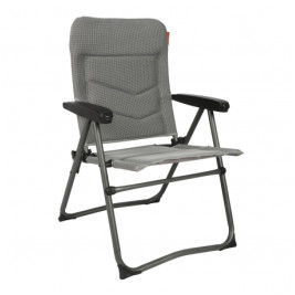 Sillón de camping Nomado Soplair gris claro, vista frontal, reposabrazos y respaldo reclinable