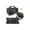 Pack Power Station EZA Power-E 500 con bolsa y panel solar 60W, vista en tres cuartos