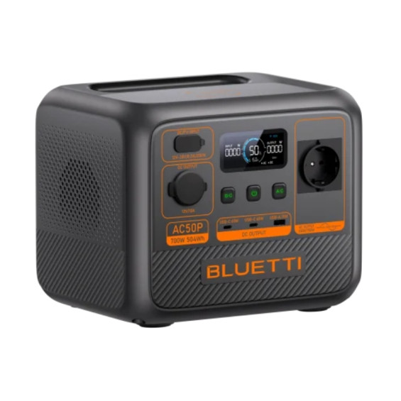 Energiestation Bluetti AC50P 504 Wh - Dreiviertelansicht Ausgangsanschlüsse