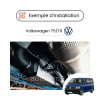Beispiel für die Installation des Autoterm-Heizungskit unter dem Fahrgestell eines Volkswagen T5 T6 – Außenansicht