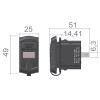 Abmessungen der Steckdose mit Voltmeter für das Elektrotableau des Vans