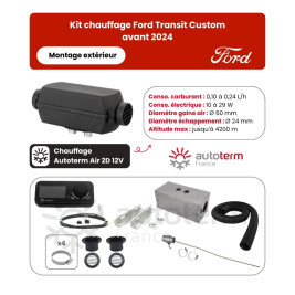 Contenido del kit de calefacción Autoterm Air 2D para Ford Transit Custom