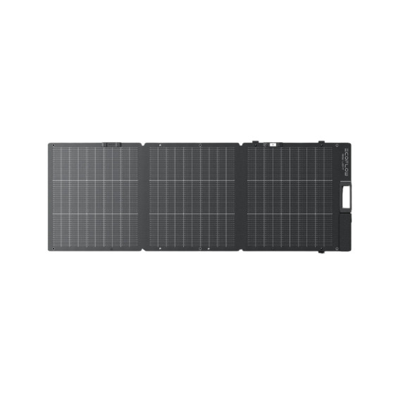 Tragbares Solarmodul EcoFlow 160 W NextGen aufgeklappt, Vorderansicht, mit Anschlussdosen