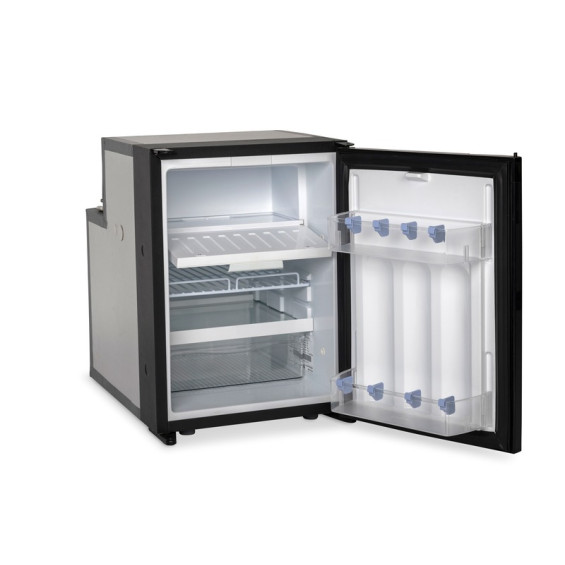 Empty interior of the CVB50 Carbest compressor refrigerator, door open
