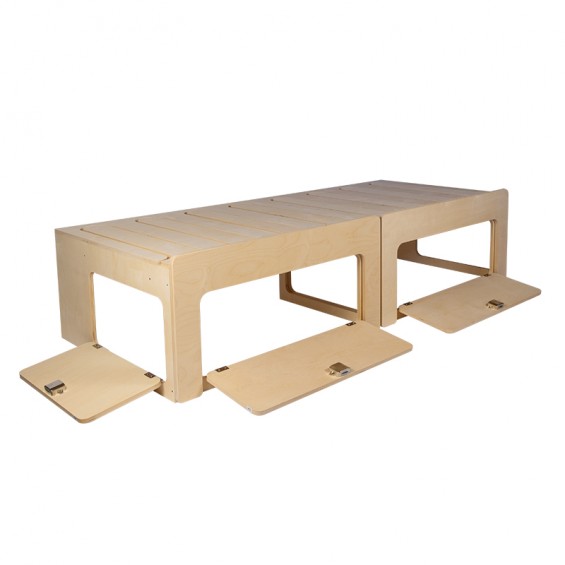 Extendable bench seat into 130cm bed, removable