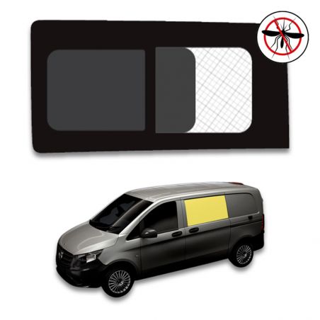 vitre latérale gauche avec moustiquaire coulissante rang 2 mercedes vito 2014