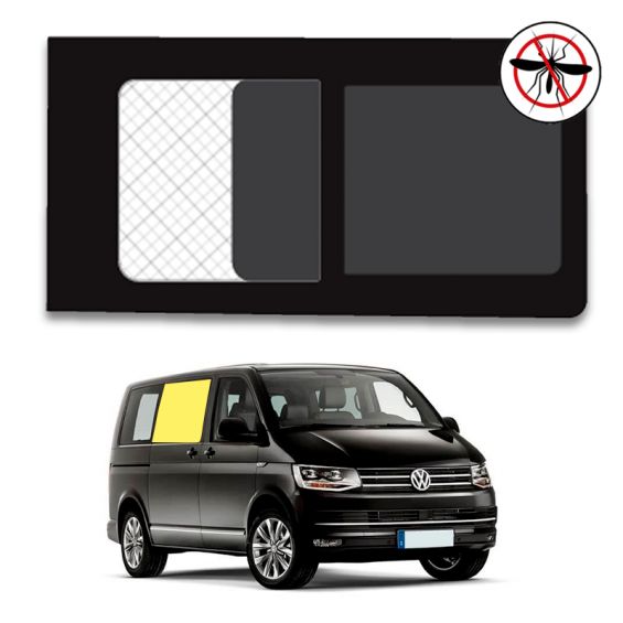 vitre coulissante droite rang 2 vw transporter t5 avec moustiquaire intégrée