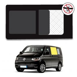 vitre coulissante gauche rang 2 vw transporter t5 avec moustiquaire intégrée