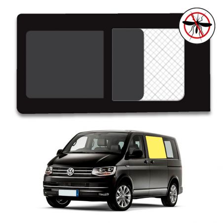 vitre coulissante gauche rang 2 vw transporter t5 avec moustiquaire intégrée