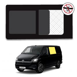vitre coulissante gauche rang 2 vw transporter t6 avec moustiquaire intégrée