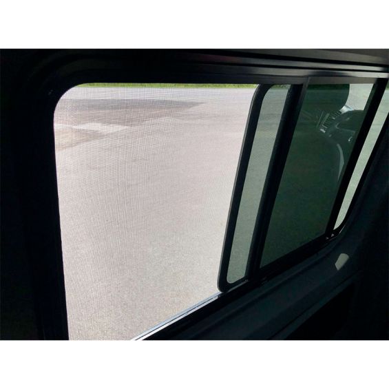 integrated mosquito net on sliding window in converted van
