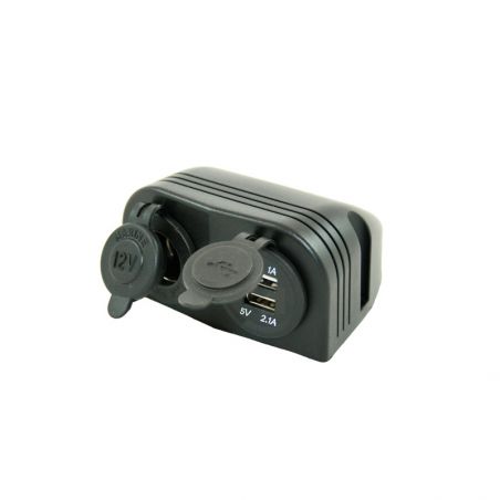 double chargeur USB et allume cigare 12V en applique pour installation électrique fourgon aménagé