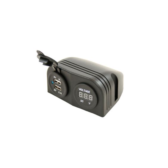 Double chargeur USB + Voltmètre en applique - HABA