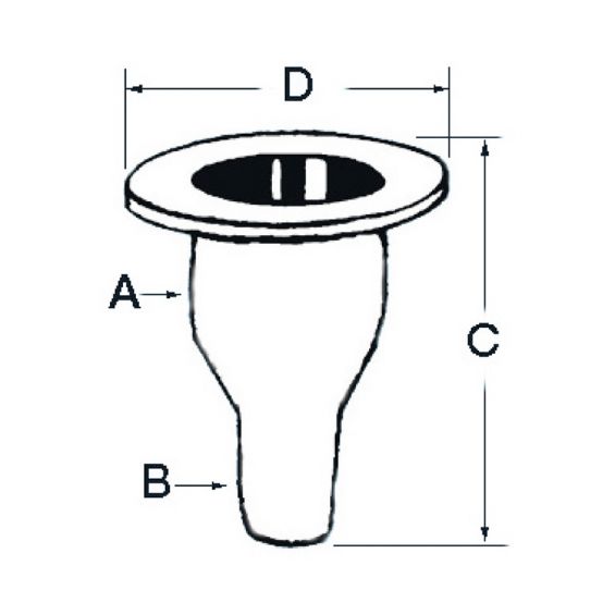 Esquema representativo del pasacasco para manguera de diámetro 15 mm