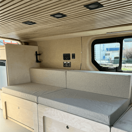 housses chiné beige pour matelas van aménagé