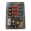 Electrical panel with 3 switches, voltmeter and momentary switch