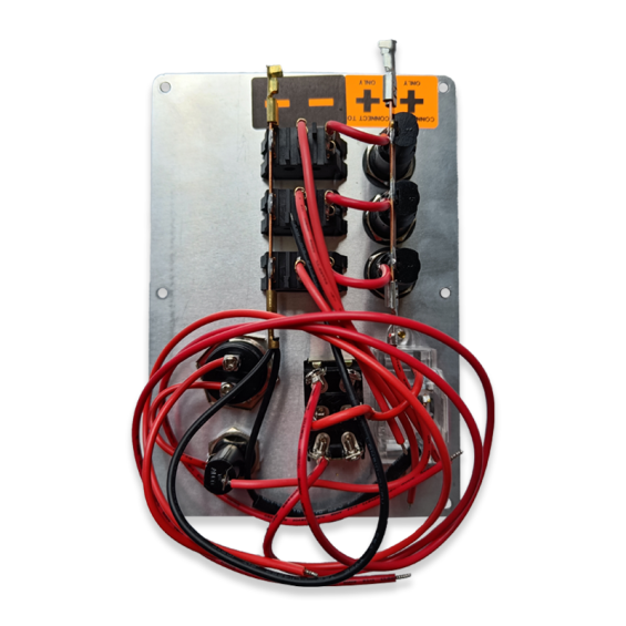Pre-wired electrical panel with 3 switches, voltmeter and momentary switch