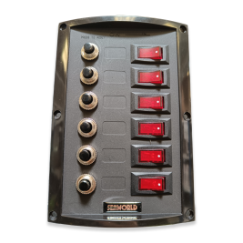 Cuadro eléctrico con seis interruptores, seis disyuntores