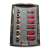 Electrical panel with six switches, six circuit breakers