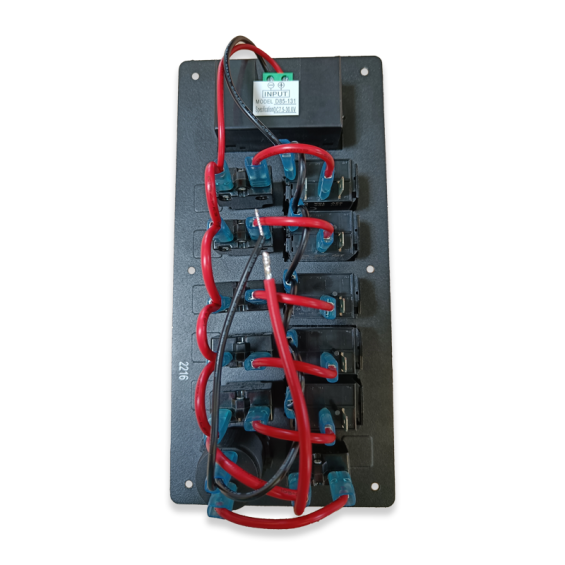 Vorverdrahtete Schalttafel mit 5 Schaltern, 5 Sicherungsautomaten, digitalem Voltmeter