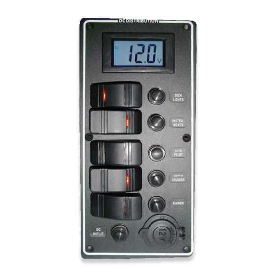 Vorverdrahtete Schalttafel mit 5 Schaltern, 5 Sicherungsautomaten, digitalem Voltmeter für ausgebautes Fahrzeug