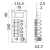 Abmessungen der Schalttafel mit 5 Schaltern, 5 Sicherungsautomaten, digitalem Voltmeter