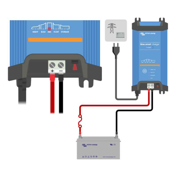 conexión del cargador blue smart IP22 para batería 12V