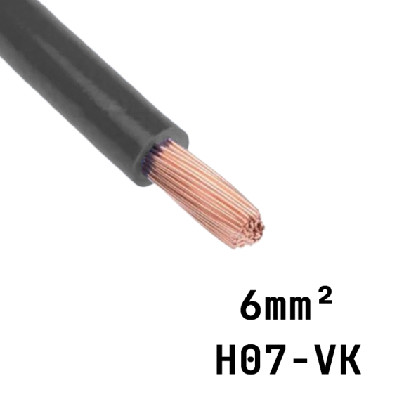 elektrisches Kabel H07 VK schwarz 6 mm²