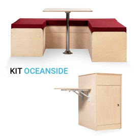 kit cama 140 cm + módulo cocina con estante abatible