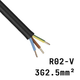 Elektrokabel R02-V 3G2,5mm² für Anschluss der elektrischen Installation im ausgebauten Transporter an 230V-Strom