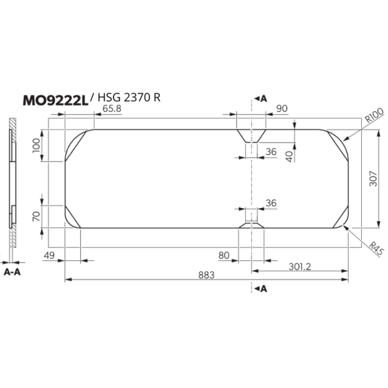 Installation dimensions HSG 2370R
