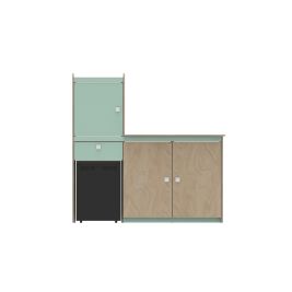 TRIO 5 - Unterschrank mit Doppeltür, Kühlschrankeinbau und Oberschrank - LONGBOARD