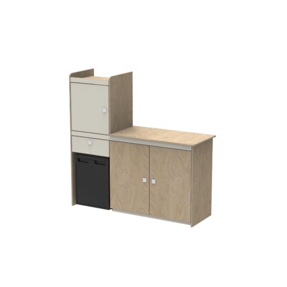TRIO 5 - Élément bas double porte, encastrement réfrigérateur et module haut - LONGBOARD