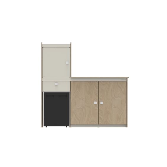 TRIO 5 - Élément bas double porte, encastrement réfrigérateur et module haut - LONGBOARD